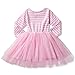 NNJXD Girl Shinny Stripe Baby Girl Long Sleeve Printed Tutu Dress Gold&Light Pink 10-12 Months