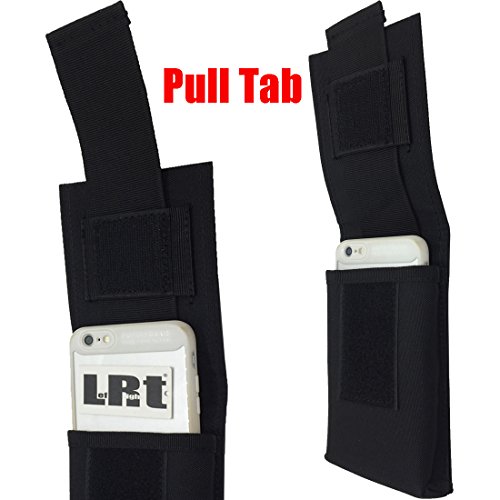 LefRight Camo Tactical Molle Vertical Waist Belt Large Pouch Bag Holster Cover Pull Tab Compatible with Samsung Galaxy S9 iPhone XR 7 Plus (Black)