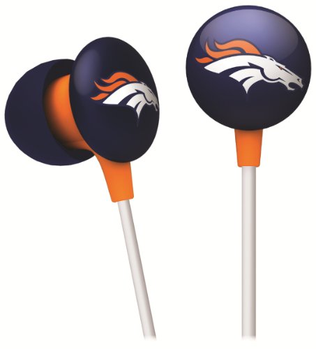 iHip NFF10200DEB NFL Denver Broncos Mini Ear Buds, Blue/Orange