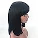 Dovie Hair Human Hair Bob Wigs with Bangs Brazilian Human Virgin Hair Yaki Machine Made Glueless Short Bob Wigs For Women (12'', Off Black #1b)