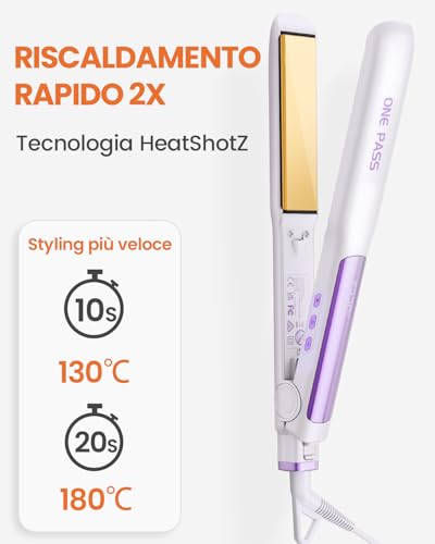 Faszin Professional Titanium Hair Straightener 30 mm 2 in 1 | Fast heating 20s, ionic anti-frizz technology, NTC sensor, dual voltage, ideal for thick hair or on the go