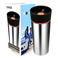 Thermal Travel Coffee Mug with 360° Drinking Lid, EMISK Leak-Proof Vacuum Insulated Tumbler, Double Walls Stainless Steel Travel Cup for Hot and Cold Beverages