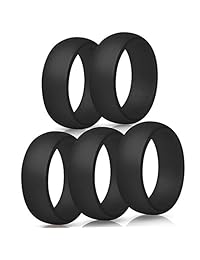 ThunderFit - Anillos de boda de silicona para hombre, 5 unidades, 4 unidades, 3 unidades, 0.343 in de ancho (0.079 in de grosor)