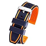 Silicone Rubber Watch Strap Sport Diver Watch Band Black Orange 24mm