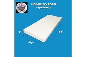 FOAMTOUCH 5" x 24" x 84" Upholstery Foam Cushion High Density Standard (Seat Replacement, Upholstery Sheet, Foam Padding)