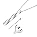 FINREZIO Stainless Steel Urn Necklaces for Women Men Cremation Pendant Necklace for Memorial Ashes Jewelry Keepsakes with Cubic Zirconia (A:Silver tone)