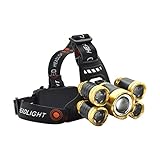 LED Headlamp Flashlight, Zoomable Headlight 5 LED Adjustable Super Bright LED Head Lamp with 4200mAh Battery 18650 for Cycling Running Hiking Fishing