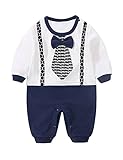 D.B.PRINCE Newborn Baby Boy Romper Jumpsuit Gentleman Suit Long Sleeve Bodysuit Clothes with Bow Tie