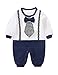 D.B.PRINCE Newborn Baby Boy Romper Jumpsuit Gentleman Suit Long Sleeve Bodysuit Clothes with Bow Tie