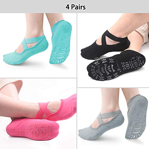 image for JONYJ Yoga Socks for Women Non-slip Socks with Grips Ideal for Pilates