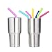 Outus Reusable Drinking Straws Silicone Straw Angled Drinking Straw with Cleaning Brush for Tumbler Straw Lid 30 Ounces/ 20 Ounces, 8 Pieces