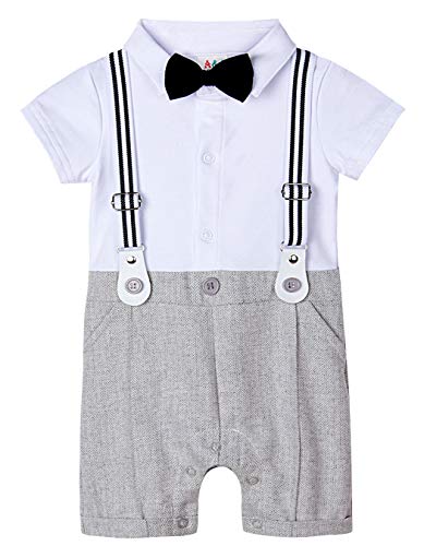 mintgreen 3pcs Baby Jongen Pak Stel, Heer Jumpsuit & Hesje Vacht & Baretten met Vlinderdas en Bretels, 0-18 Maanden - Image 3