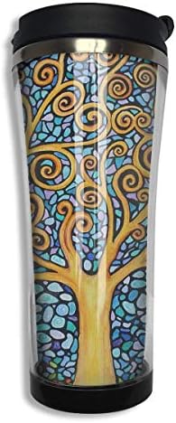 tenghanhao Stainless Steel Coffee Mugs Tree of Life Art Travel Coffee Thermal Mug 14.8 Oz (420ml) Insulated Cup Perfect for Travel, Camping, Hiking, The Beach and Sports Water Bottle