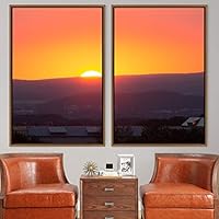 2 Piece Framed Canvas Wall Art Beautiful Sunset Canvas Prints Home Artwork Decoration for Living Room,Bedroom - 16