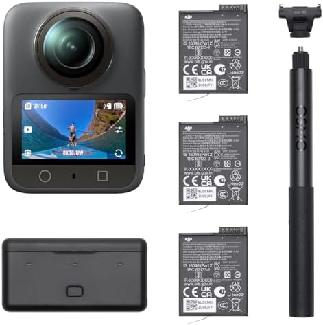 Osmo 360 Adventure Pack, câmera 360 com imagem de 360° de 1 polegada, duração prolongada da bateria com 3 baterias, vídeo nativo 8K 360°, câmera de ação para esportes, vlog