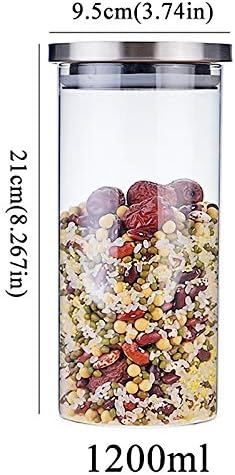 Glass Jar and Lid - Borosilica Glass Jars with Stainless Steel Lid Home Storage Bottles Container Kitchen Spice Bulk Candy