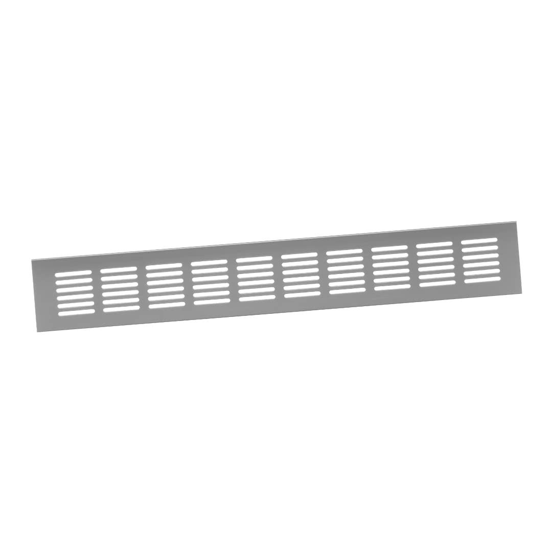 60x400mm Air Vent Cover - Aluminium Ventilation Grille - Silver Furniture Grill for Door, Wardrobe, Radiator