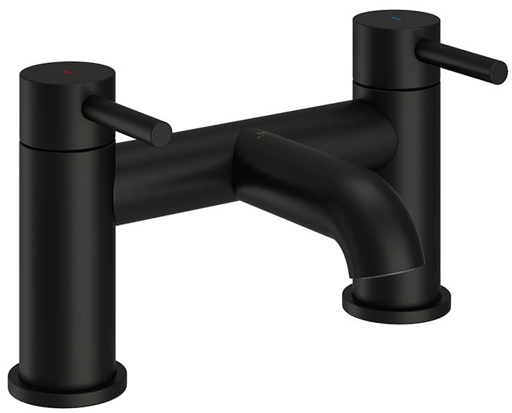 KINGBATH™ Bath Shower Mixer Tap Faucet with Shower Kit Handheld Shower Head Bathtub Bathroom Filler Sink Hot and Cold Solid Brass Modern Double Lever Handle Matt Black