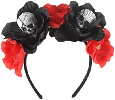 chuwa Hair Hoop Halloween Day of The Dead Simulation Flower Crown Headband Horror Foam Skull Hair Hoops Cosplay Party Favors Headpiece