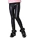 Swtddy Kids Winter Warm Leggings Stretch Girls Faux Leather Fleece Pants Thick Trousers (Tab Size 130(Height 120-130cm), Black)