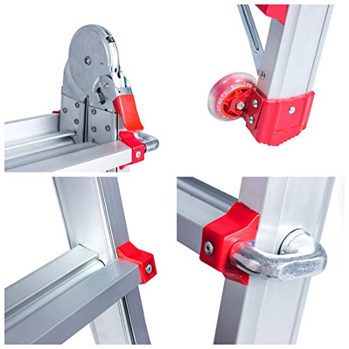 GOOD LIFE EN131 5X4 Step 17 Foot Telescoping Multi-Ladder Aluminum Extension Adjustable & Folding Multi-Use Multi-Position Ladder 300-Pound for Home HMI477 - Thumbnail 7
