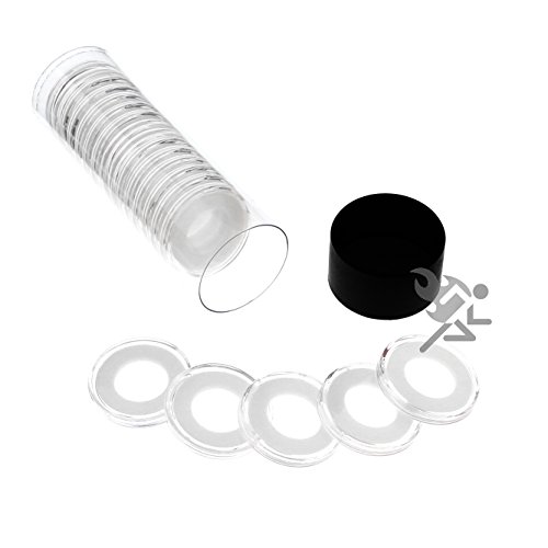 Black Lid Capsule Tube & 20 Air-Tite 16mm White Ring Coin Holders for 1/10oz Gold Eagle