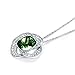 QIANSE White Gold Plated Necklace Pendant Made with Green SWAROVSKI Crystal
