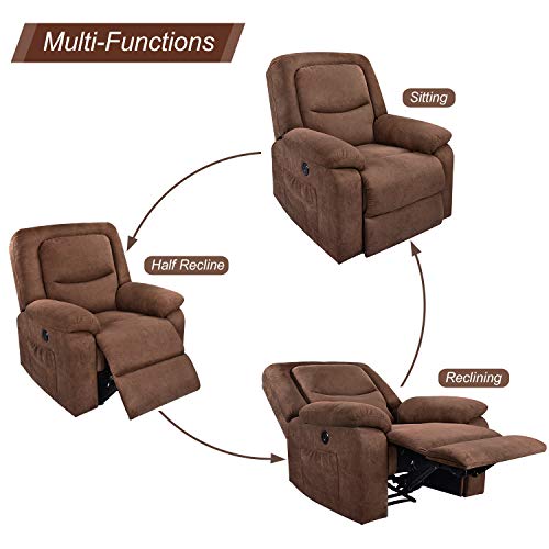 MAGIC UNION Overstuffed Fabric Electric Recliner Chair Heated Vibration Massage Sofa with USB Charge Port Home Theater Seating