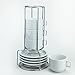 Huji Stack-able Porcelain 3.2 OZ Espresso Turkish Coffee Cups and Saucer Set with Chrome Rack (9 Piece Set) (1)