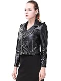 Miya Women's Faux Leather Jacket Quilted Bomber Jacket Short Coat