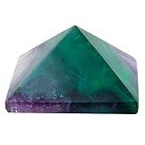 SUNYIK Fluorite Quartz Pyramid Healing Figurine 1-1 1/8 inch
