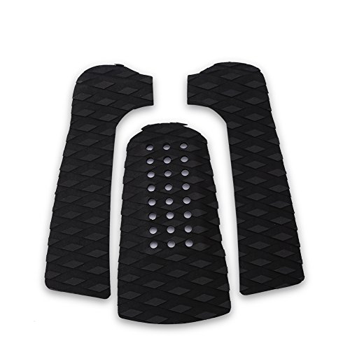 3pcs Surfboard Traction Pads, Anti-Slip Tail Pad Deck Grip for Skim-boards(Black)