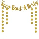 Gold Glittery Taco Bout A Party Banner and Gold Circle Dots Garland (25Pcs Circle Dots),for Bachelorette Wedding Mexican Fiesta Theme Party Decorations
