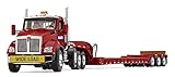 First Gear 1/50 Scale Diecast Collectible Komatsu Red/Red Kenworth T880 with Tri-Axle Lowboy Trailer (50-3392A)