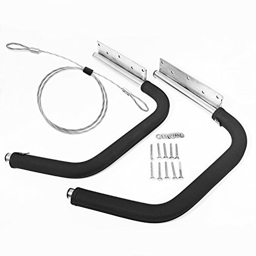 Stainless Steel Kayak Wall Rack with Security Cable J-Hook Metal Steel Kayak Ladder Wall Mount Storage Rack Bike Surfboard Canoe SUP Storage for Garage or Shed