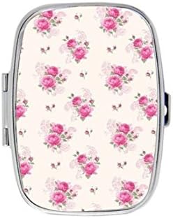 Crown Tea Rose Pink Custom Personalized Pill box Decorative Metal Medicine Drug Container Case Pocket or Purse