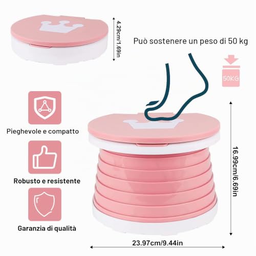 Folding Toilet for Children, Travel Potty, Folding Toilet Chair, Portable Potty Seat, Indoor Outdoor Travel Potty for Baby Training with Travel Bag (Pink)