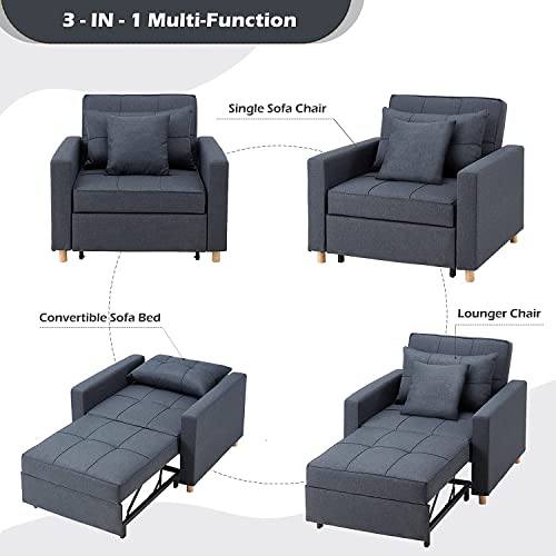 YODOLLA 3in1 Sofa Bed Chair, Single Sleeper Chair Bed with Adjust