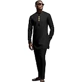 Dashiki for Men African Outfits 2 Piece Set Shirt Pants Nigerian Mens Suit Wedding Attire Tracksuit