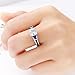 XAHH Women White Gold Plated Square Sapphire Blue Double Tone CZ Bridal Engagement Wedding Ring Size 5-10 Size 9
