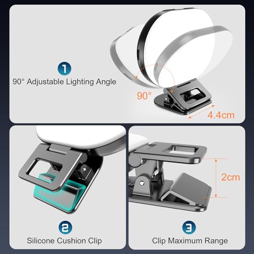 Tobeape 80 LED Full-Screen Selfie Light, Portable Fill Ring Light with 3 Lighting Modes 10 Bright Levels, CRI 95+, 2000 mAh Rechargeable Phone Light with Clip for iPhone Android Tablet Tiktok Video