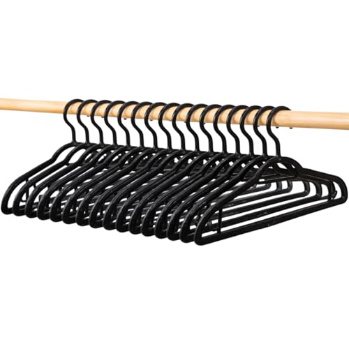 Kit 20 Cabides Adulto Preto Antideslizante Reforçado Cabide Resistente Para Roupas Calças Camisetas Contém Porta Gravata Cinto Lenço Camisas Ternos Gancho para Vestido