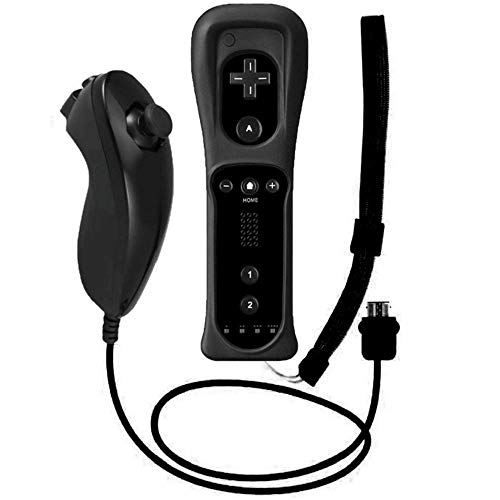 ZeroStory 1 Pack Wireless Controller and Nunchuck Joystick Compatible for Nintendo Wii and Wii U Console, Gamepad with Protective Silicone Case and Wrist Strap (Black)
