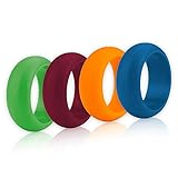 (Price/4 Pcs) GOGO Men's Silicone Wedding Rings Pack - 9 mm Wide (3 mm Thick) - Lime Green, Maroon - 9
