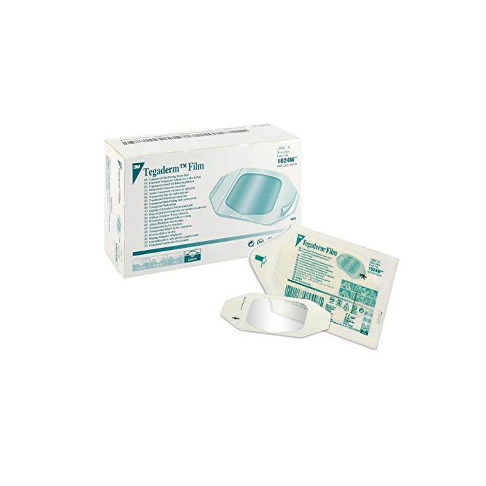 3M Health Care 1624W Tegaderm Film Dressing, Frame Style, 2.75" Length x 2.375" Width, Transparent (Pack of 100)