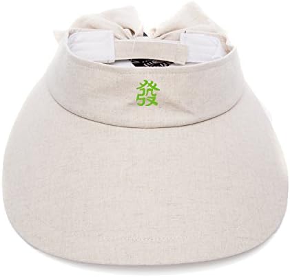 Womens Summer Hat Empty Top Visor Hats Green Dragon Mahjong Big Brim Flap Caps