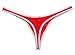 Jaxu Men's Bordered Mesh Striped Thong Underwear M Red