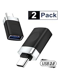 USB-C a USB 3.0 adaptador OTG [2-Pack], convierte USB-C en USB-A, compatible con MacBook Pro, Chromebook Pixel, Samsung Galaxy S8 S8 Plus Note 8, LG G6 G5 V20 V30, Google Pixel y más