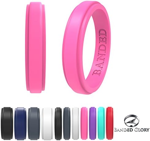 BANDED GLORY Silicone Wedding Ring for Men, Silicone Ring Rubber Wedding Bands