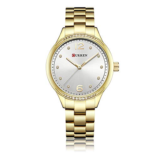 Reloj de Pulsera Curren Relojes de Cuarzo, Reloj de Cuarzo Correa de Acero CURREN9003 Mujeres Reloj de Oro Rosa